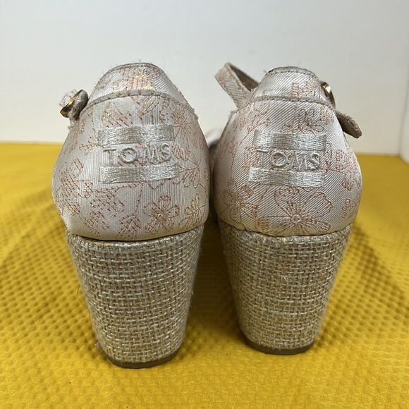 Toms Floral Jacquard Peep Toe Wedge Heels 8.5 - Picture 4 of 10